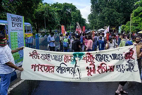 Protest rally towards the Bangladeshi consulate in Kolkata